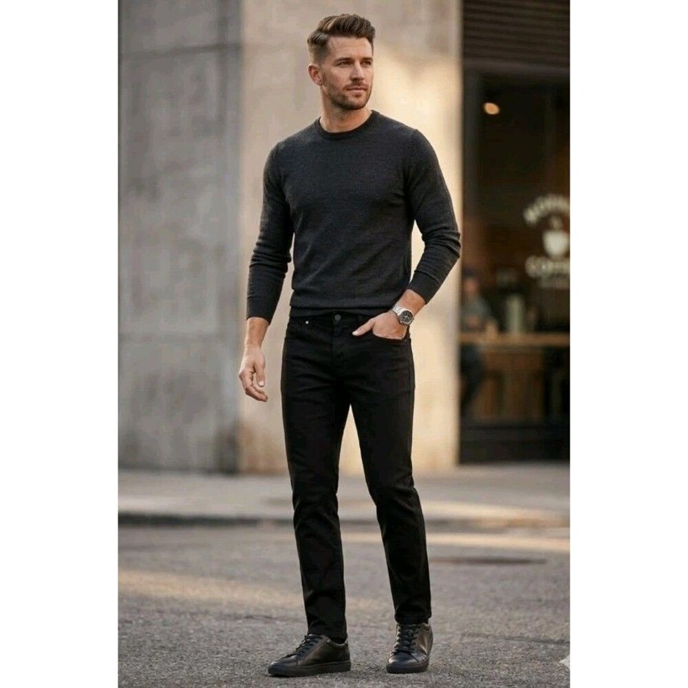 H&M Men's Slim Fit Cotton Twill Pants Jet Black Size 30 X 31 NEW WITHOUT TAGS